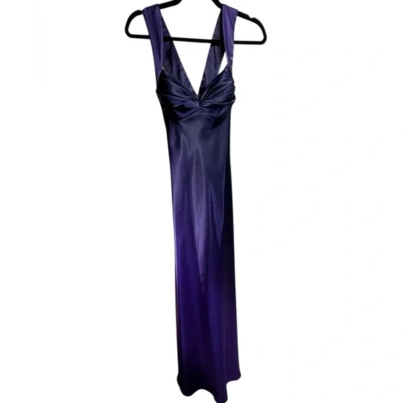 Onyx Nite Purple Ombre Satin Gown Size 6 Formal Dress Evening Prom Maxi - Picture 3 of 9